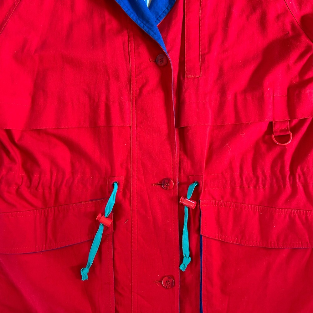 Vintage Eddie Bauer Red Cotton‎ Oversized Jacket Women's Size Lwrge - Picture 2 of 8